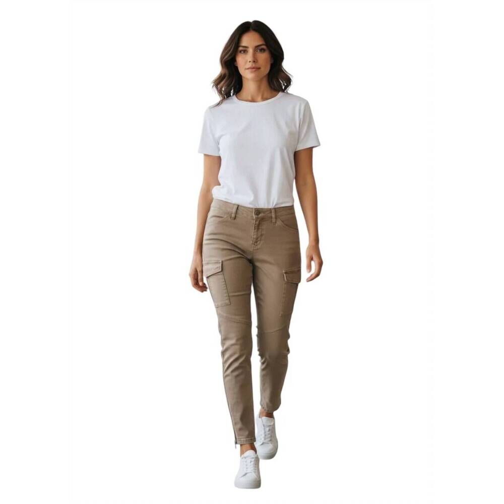 NEW L'AGENCE skinny cargo pants in tan